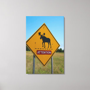 Waarschuwingsbord voor elanden canvas afdruk