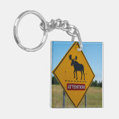 Waarschuwingsbord voor elanden sleutelhanger (Voorkant Links)