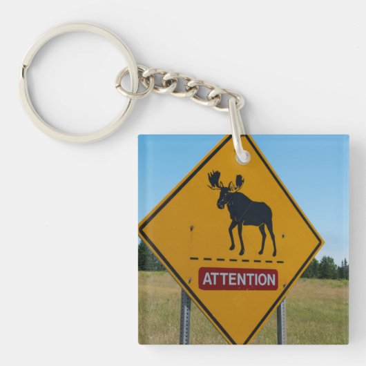 Waarschuwingsbord voor elanden sleutelhanger (Voorkant)