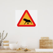 Waarschuwingsbord voor elanden Zweeds verkeersbord Poster (Keuken)
