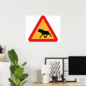 Waarschuwingsbord voor elanden Zweeds verkeersbord Poster (Thuiskantoor)