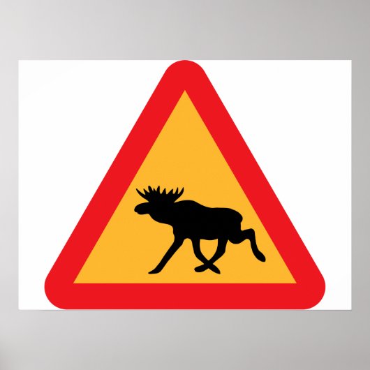 Waarschuwingsbord voor elanden Zweeds verkeersbord Poster (Voorkant)