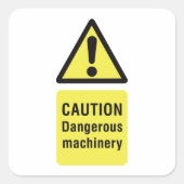 Waarschuwingsbord voor gevaarlijke machines vierkante sticker (Voorkant)