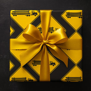 Waarschuwingsbord voor houttransport vrachtwagens  cadeaupapier