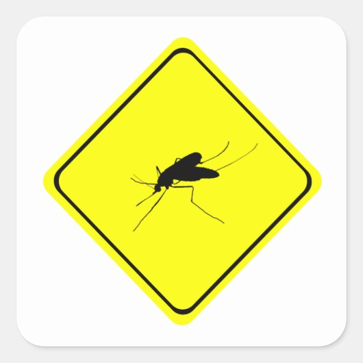 Waarschuwingsbord voor muggen hinder insecten/inse vierkante sticker (Voorkant)