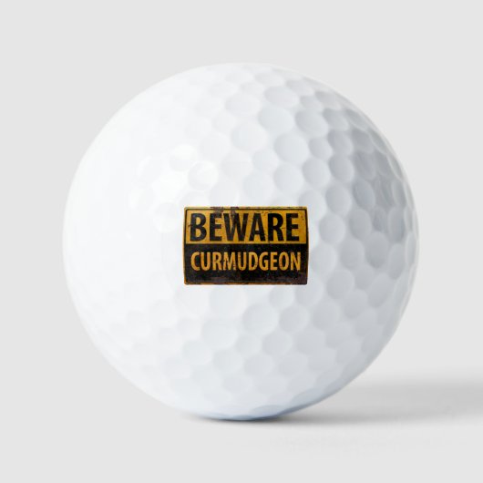 waarschuwingsbord voor ruitmetalen BEWARE CURMUDGE Golfballen (Voorkant)