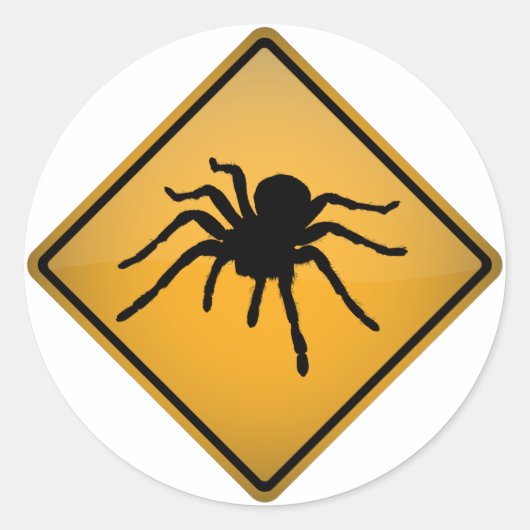 Waarschuwingsbord voor tarantula ronde sticker (Voorkant)