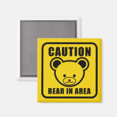 Waarschuwingsbord voor teddybear is geel magneet (Voorkant / Achterkant)