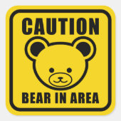 Waarschuwingsbord voor teddybear is geel vierkante sticker (Voorkant)