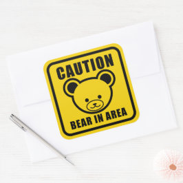 Waarschuwingsbord voor teddybear is geel vierkante sticker