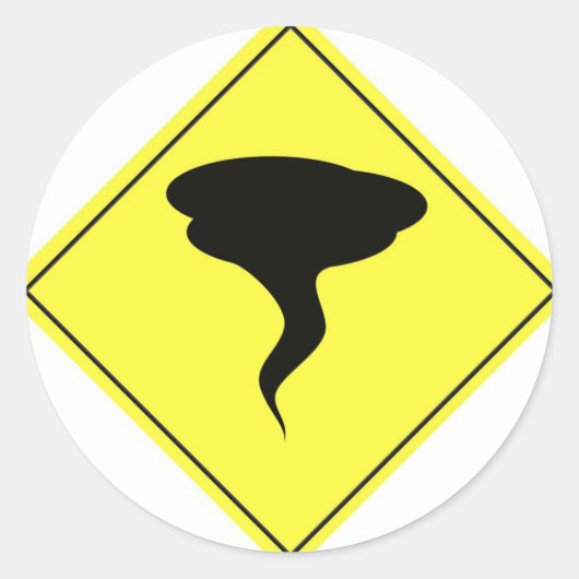Waarschuwingsbord voor tornado ronde sticker (Voorkant)