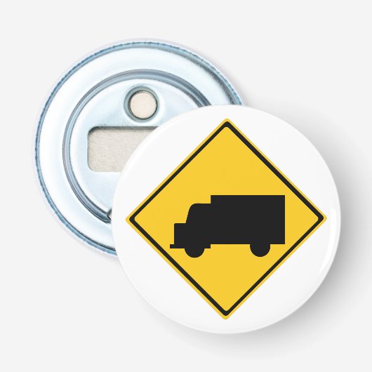 Waarschuwingsbord voor vrachtwagens button flesopener (Voorkant)