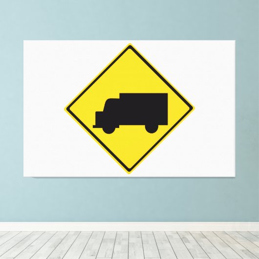 Waarschuwingsbord voor vrachtwagens canvas afdruk (Insitu (Houten vloer))