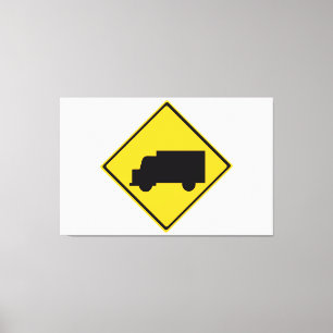 Waarschuwingsbord voor vrachtwagens canvas afdruk