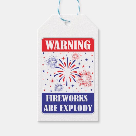 Waarschuwingsbord voor vuurwerk cadeaulabel (Voorkant)