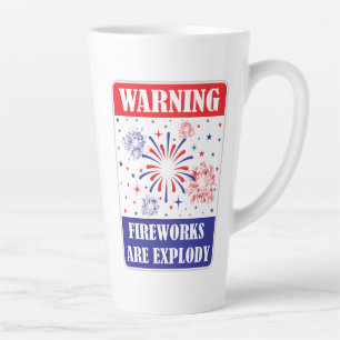 Waarschuwingsbord voor vuurwerk latte mok