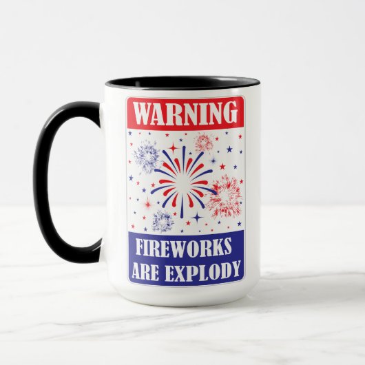 Waarschuwingsbord voor vuurwerk mok (Links)