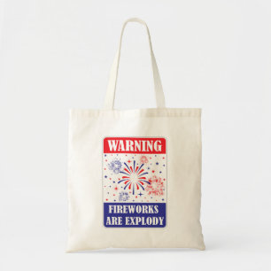 Waarschuwingsbord voor vuurwerk tote bag