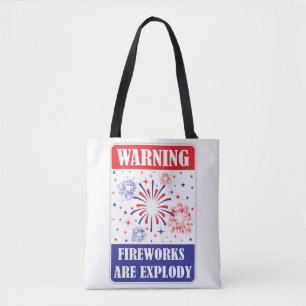 Waarschuwingsbord voor vuurwerk tote bag