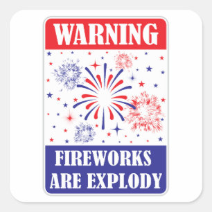 Waarschuwingsbord voor vuurwerk vierkante sticker