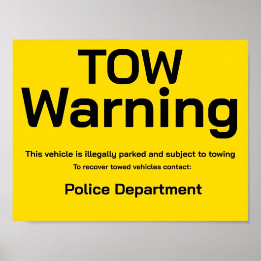 Waarschuwingsbord wegslepen poster (Voorkant)