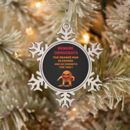 WAARSCHUWINGSDEMOCRATEN TIN SNEEUWVLOK ORNAMENT