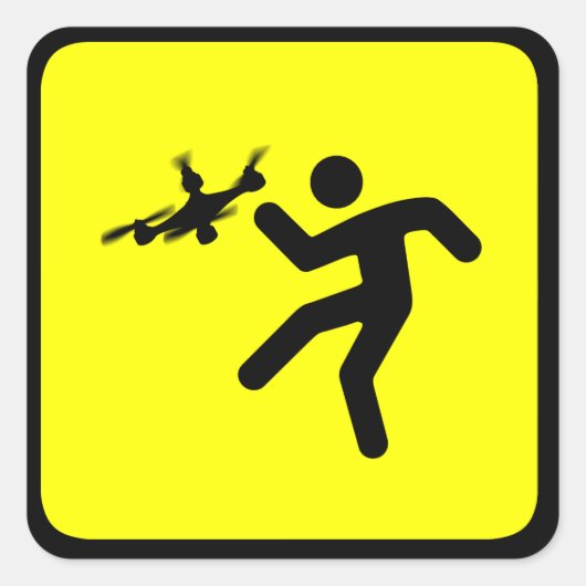 Waarschuwingsdrones Vierkante Sticker (Voorkant)