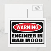WaarschuwingsENGINEER IN BAD MOOD Briefkaart (Voorkant / Achterkant)
