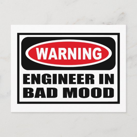 WaarschuwingsENGINEER IN BAD MOOD Briefkaart (Voorkant)
