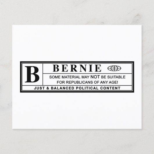 Waarschuwingsetiket Bernie Sanders (Voorkant)