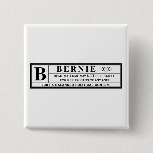 Waarschuwingsetiket Bernie Sanders Vierkante Button 5,1 Cm