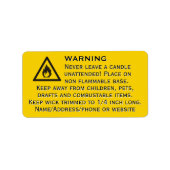 Waarschuwingsetiket bijeswax Kandle Geel Etiket (Voorkant)