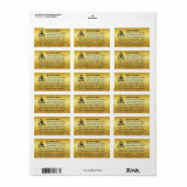 Waarschuwingsetiket bijeswax kandle Gold Leaf Etiket (Full Sheet)