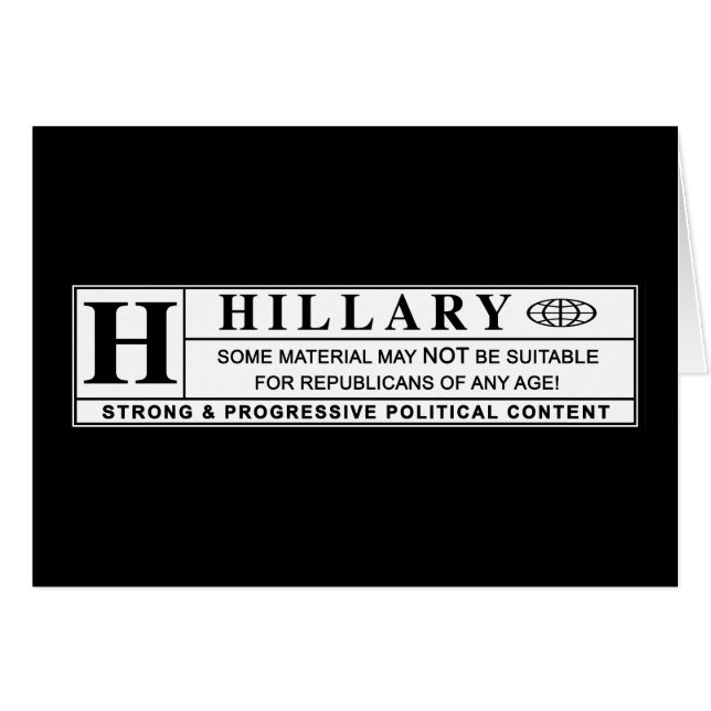 Waarschuwingsetiket Hillary Clinton (Voorkant Horizontaal)