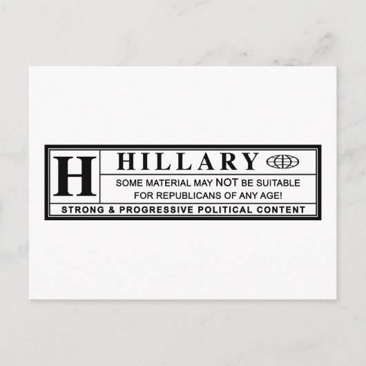 Waarschuwingsetiket Hillary Clinton Briefkaart (Voorkant)