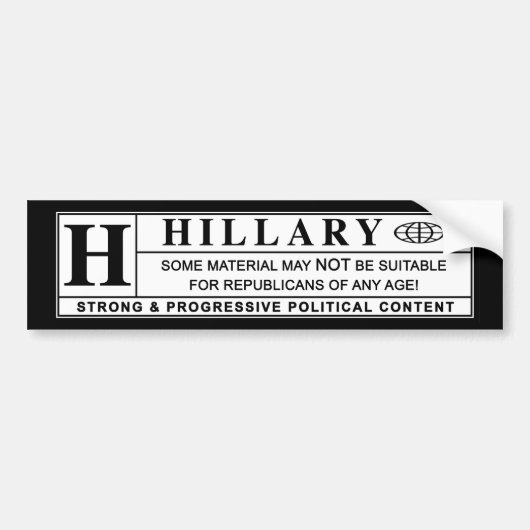 Waarschuwingsetiket Hillary Clinton Bumpersticker (Voorkant)