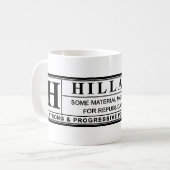 Waarschuwingsetiket Hillary Clinton Koffiemok (Voorkant links)