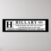 Waarschuwingsetiket Hillary Clinton Poster (Voorkant)