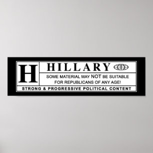Waarschuwingsetiket Hillary Clinton Poster