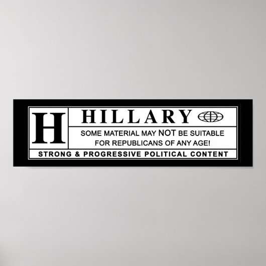 Waarschuwingsetiket Hillary Clinton Poster (Voorkant)