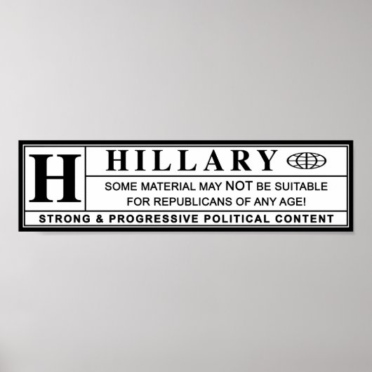 Waarschuwingsetiket Hillary Clinton Poster (Voorkant)