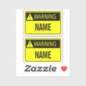 Waarschuwingsetiket met Naam Nieuwigheid Sticker (Vel)