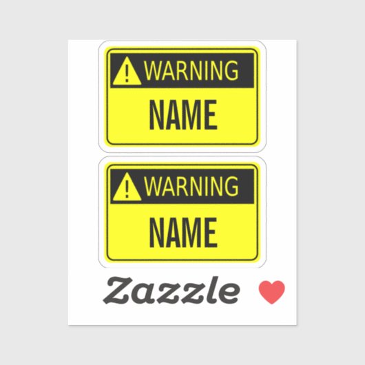 Waarschuwingsetiket met Naam Nieuwigheid Sticker (Vel)