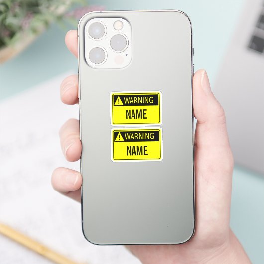 Waarschuwingsetiket met Naam Nieuwigheid Sticker (Telefoon)
