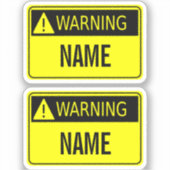 Waarschuwingsetiket met Naam Nieuwigheid Sticker (Voorkant)