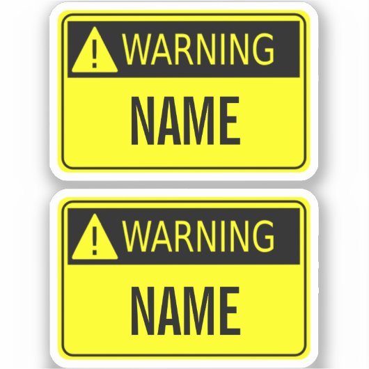 Waarschuwingsetiket met Naam Nieuwigheid Sticker (Voorkant)