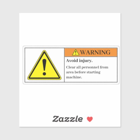 Waarschuwingsetiket Vermijd letsel Sticker (Vel)