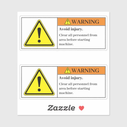 Waarschuwingsetiket Vermijd letsel Sticker (Vel)