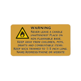 Waarschuwingsetiket voor bijeswax-kandle Gold Etiket