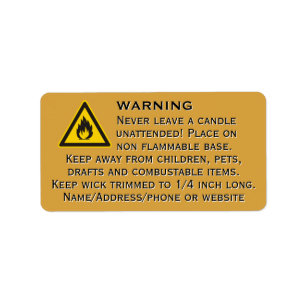 Waarschuwingsetiket voor bijeswax-kandle Gold Etiket